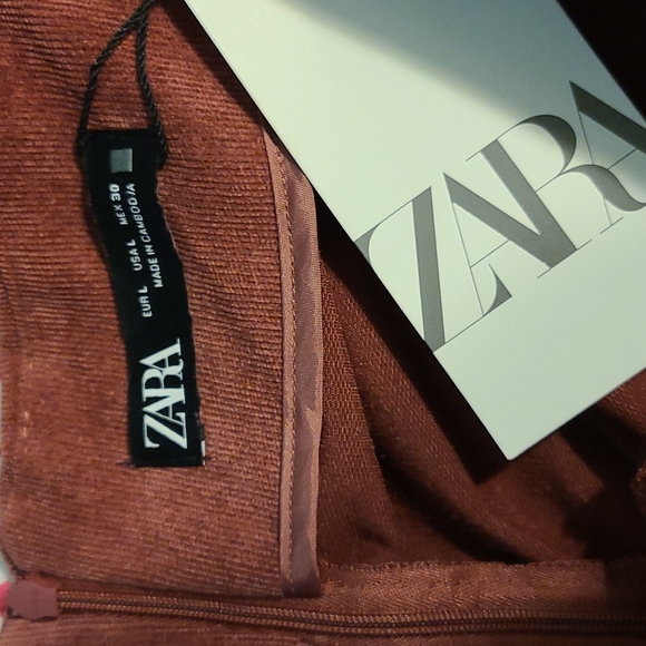 Zara Ruched Corduroy Mini Skirt Size Large - Picture 5 of 6